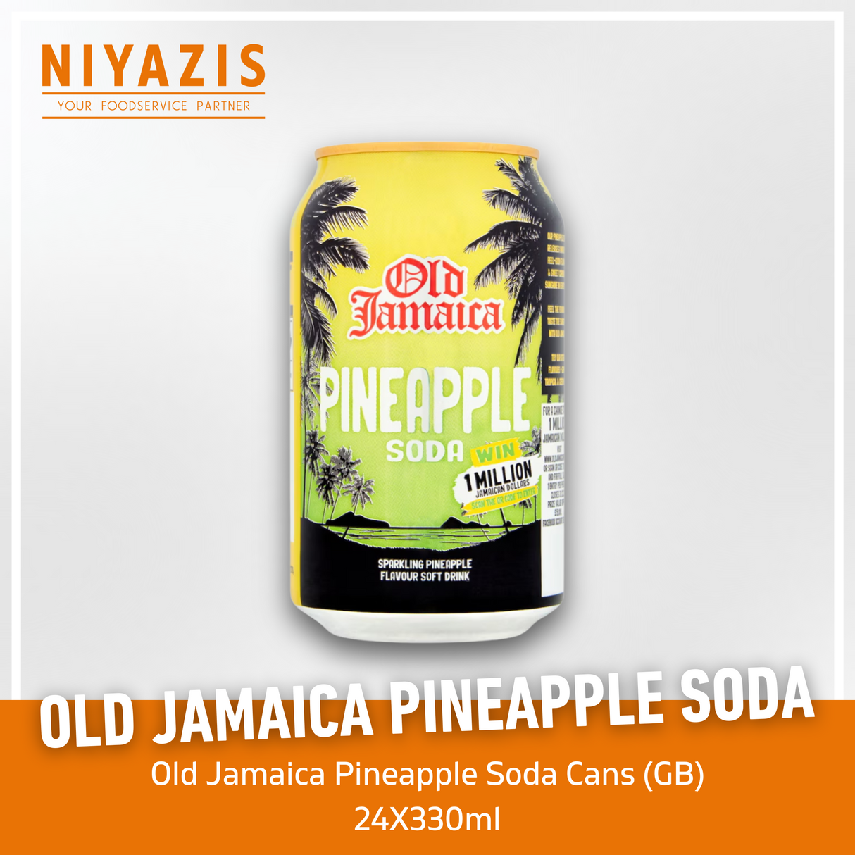 Old Jamaica Pineapple Soda Cans-(GB)-24x330ml