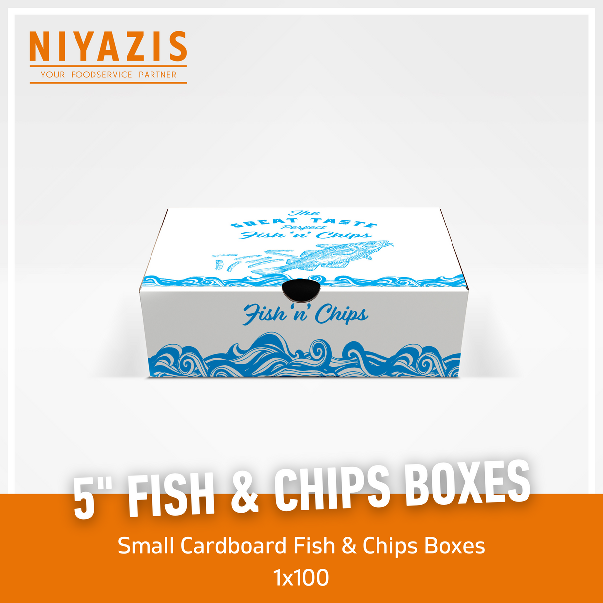 5" Printed Great Taste Fish & Chips Boxes 1X100