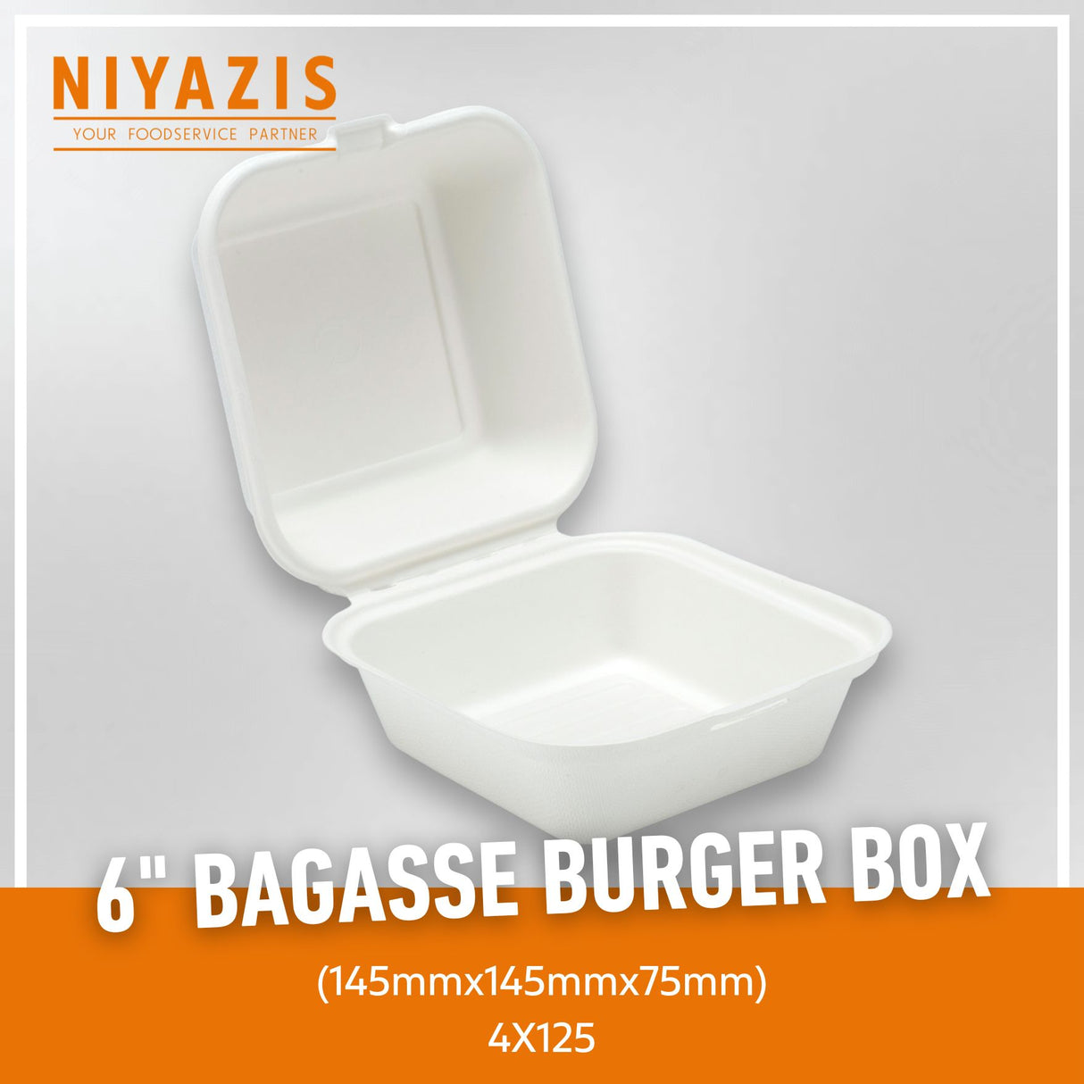 6" Bagasse Burger Box - 1x500