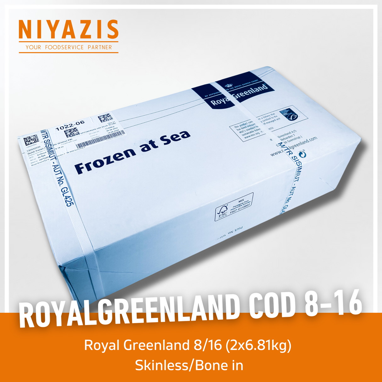 Royal Greenland 8-16 Cod Skinless 2x6.81kg