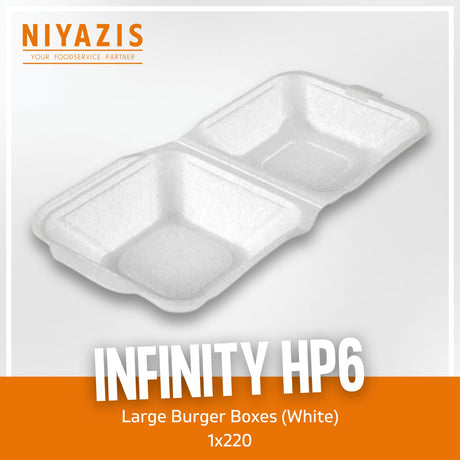 HP6 Infinity Large Burger Boxes (White) (145x158x72mm) 1x220