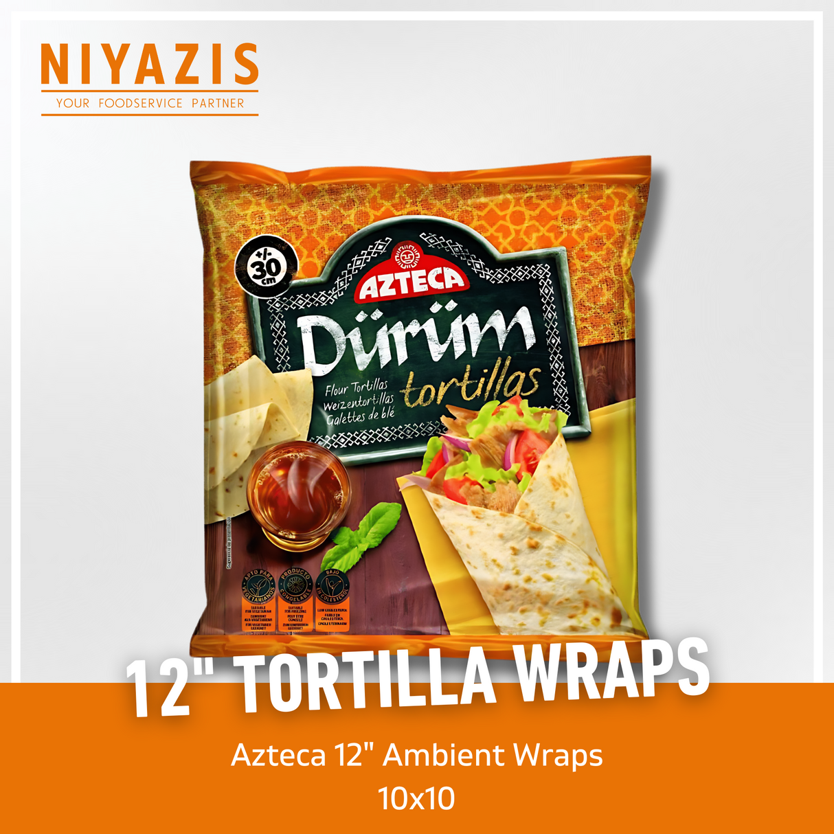 12" Azteca Ambient Flour Tortilla Wraps