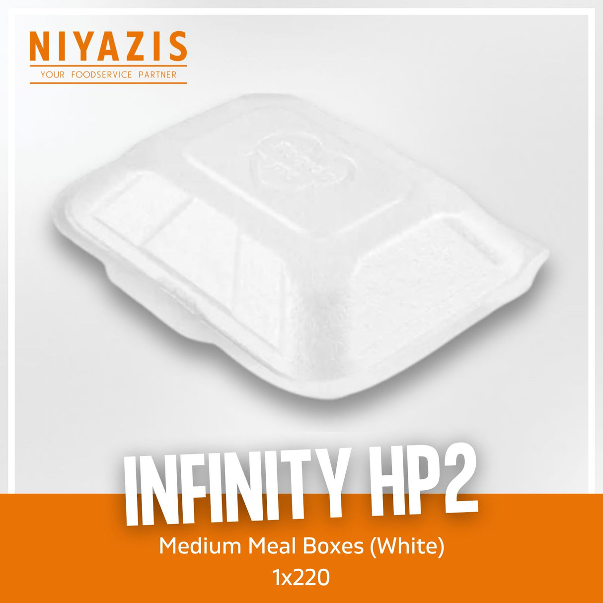 HP2 Infinity Medium Meal Boxes (White) (184x156x74mm) 1x220