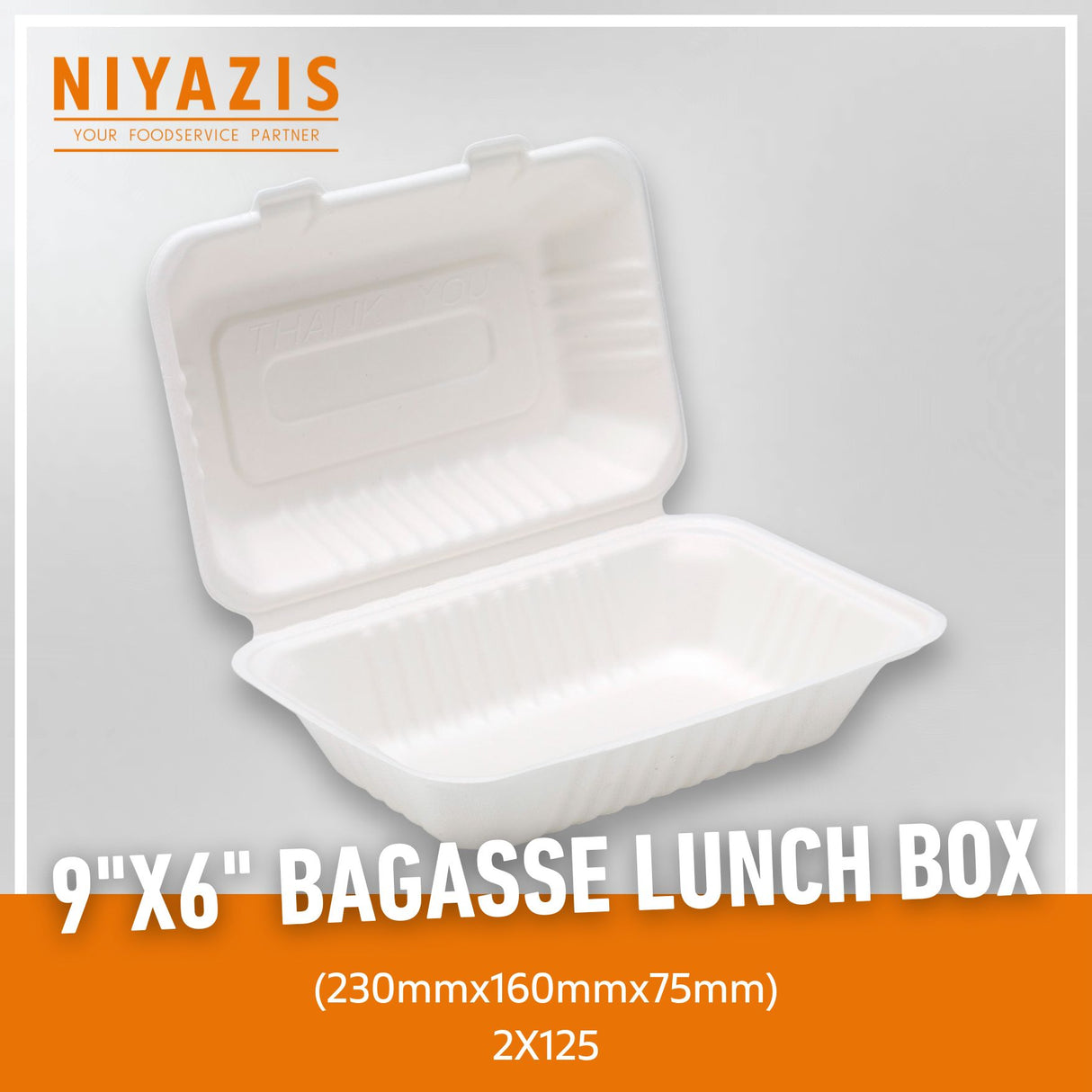 9"X6" Bagasse Food Box - 1x250