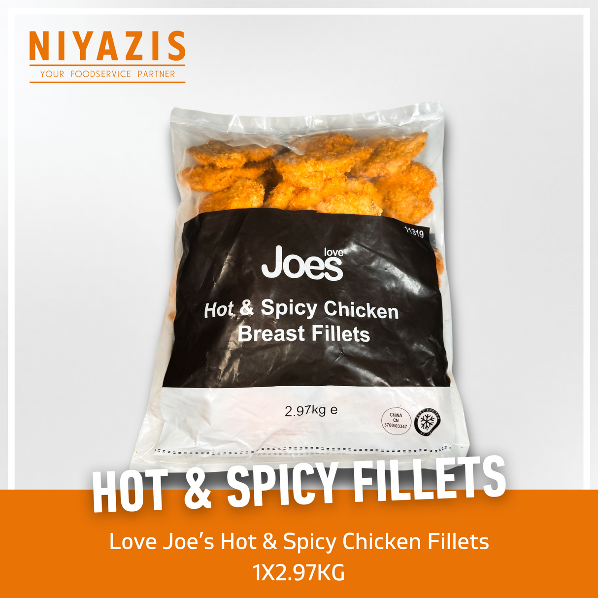 Love Joe's Hot & Spicy Chicken Breast Fillet Burgers 2.97Kg