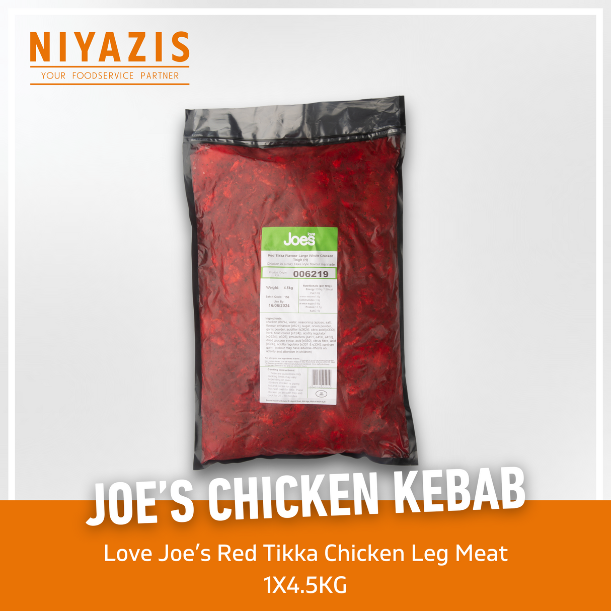 Love Joe's Chicken Kebab Red Tikka 1x4.5kg