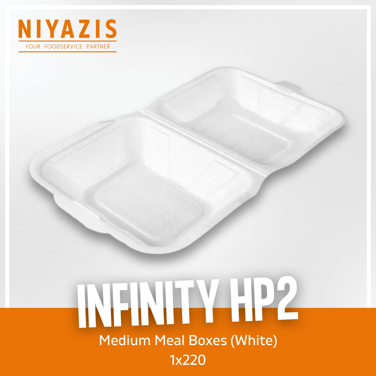 HP2 Infinity Medium Meal Boxes (White) (184x156x74mm) 1x220