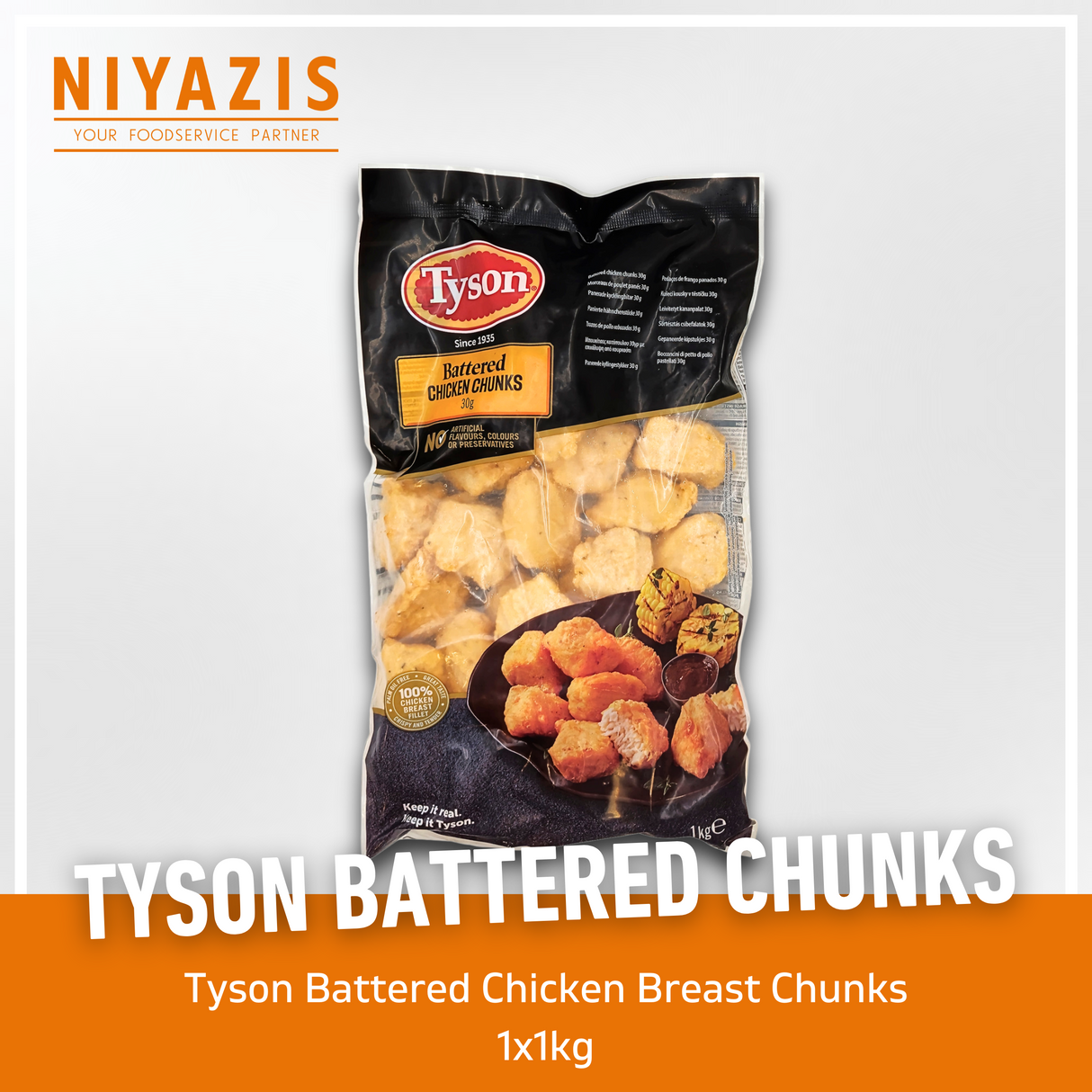 Tyson Battered Chicken Breast Chunks 1kg