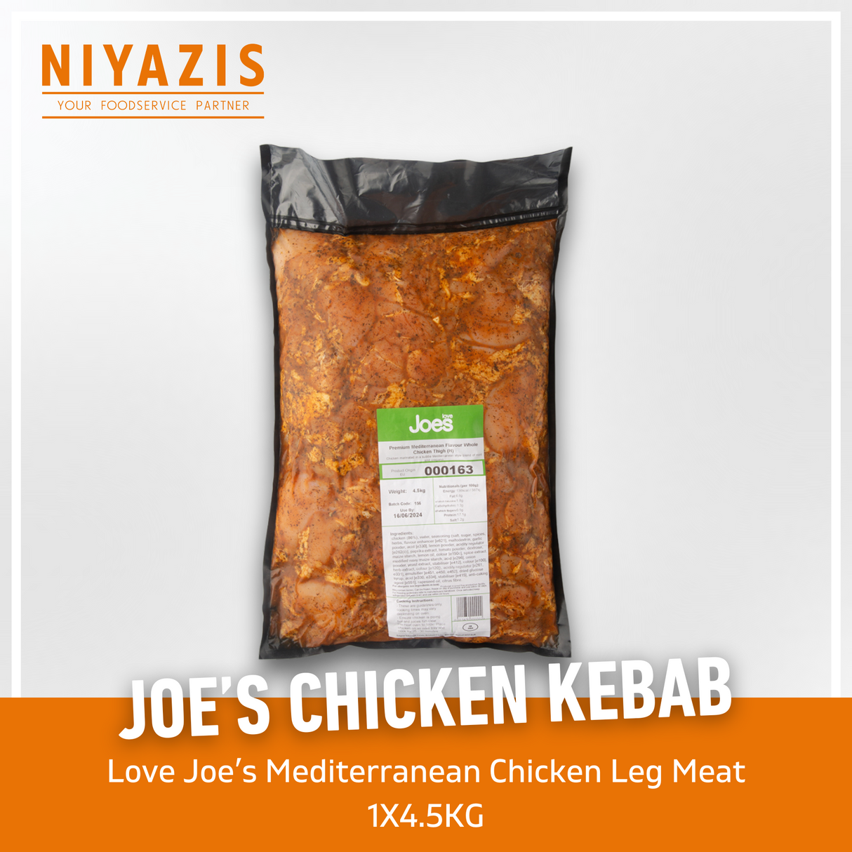 Love Joe's Chicken Kebab Mediterranean 1x4.5kg