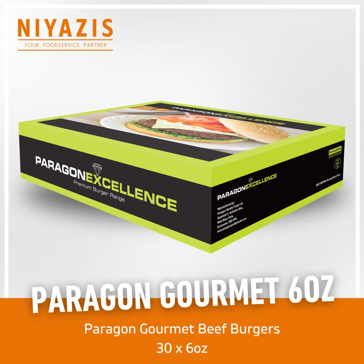 Paragon Premium Gourmet Halal Handmade Style Beef Burger 30X6oz