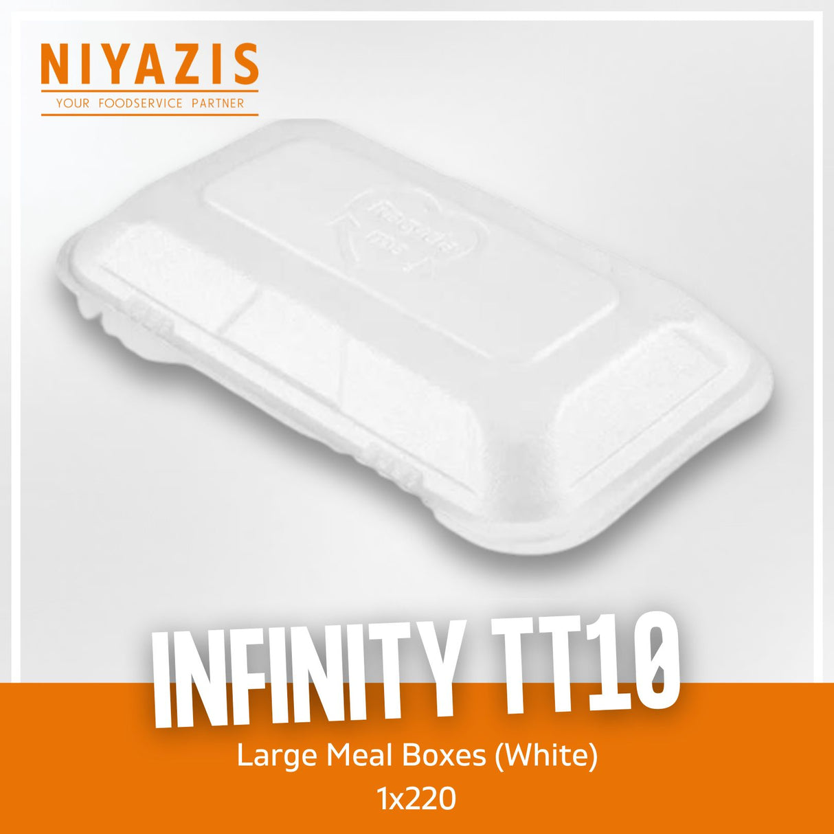 TT10 Infinity Large Meal Boxes (White) (241x155x62mm) 1x220