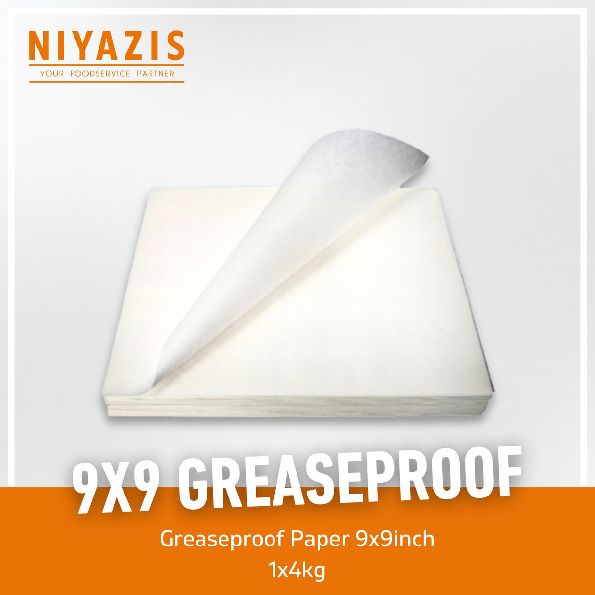 9x9" Greaseproof Paper Pure 4KG