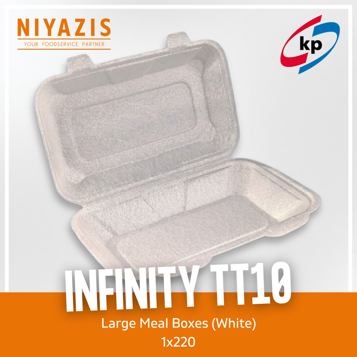 TT10 Infinity Large Meal Boxes (White) (241x155x62mm) 1x220