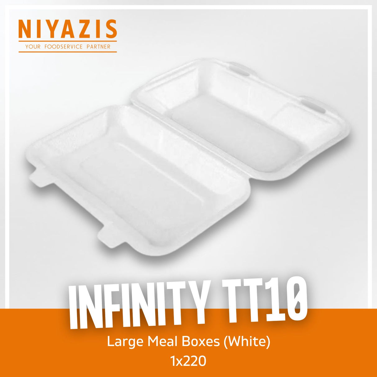 TT10 Infinity Large Meal Boxes (White) (241x155x62mm) 1x220