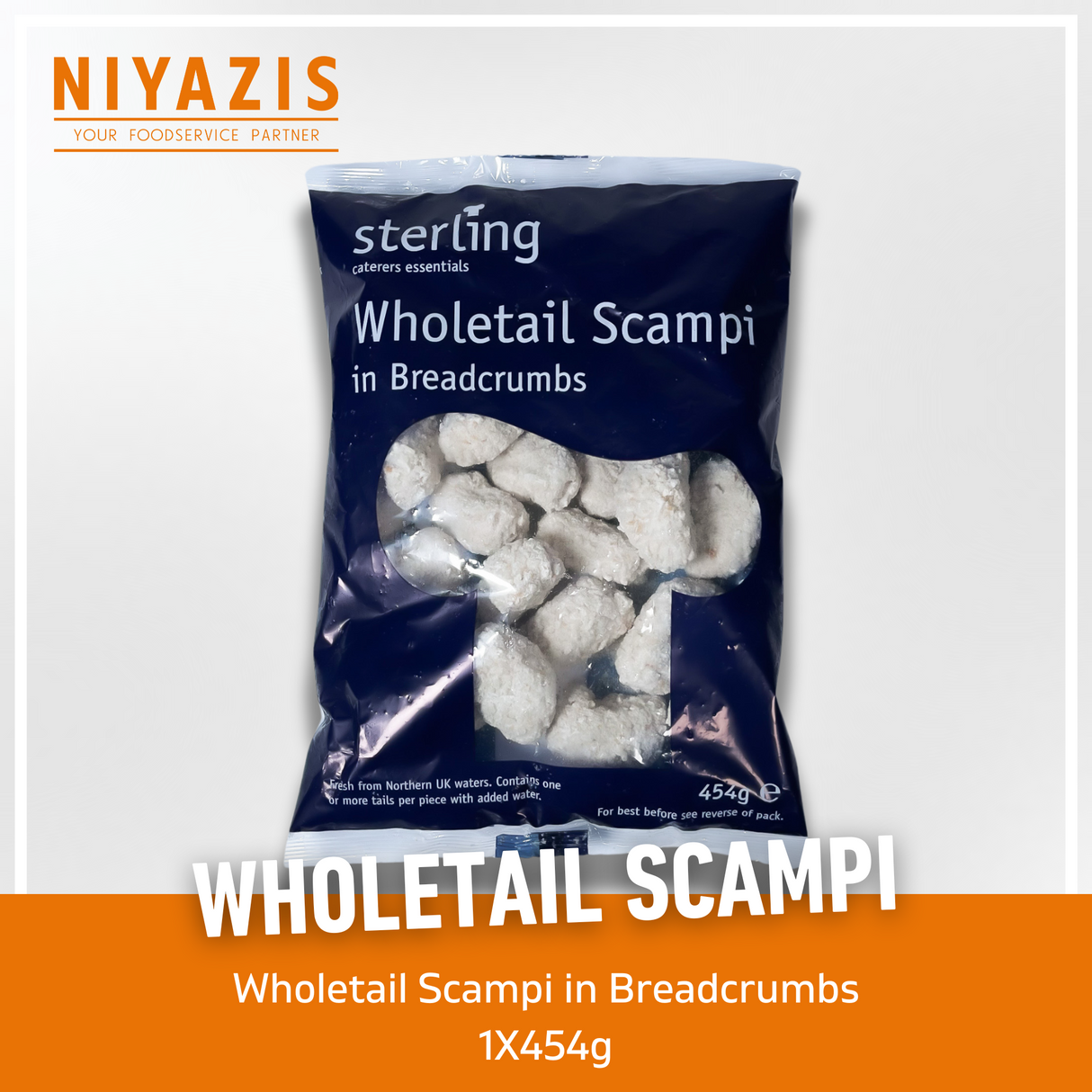 Wholetail Scampi in Breadcrumbs 454g - Sterling