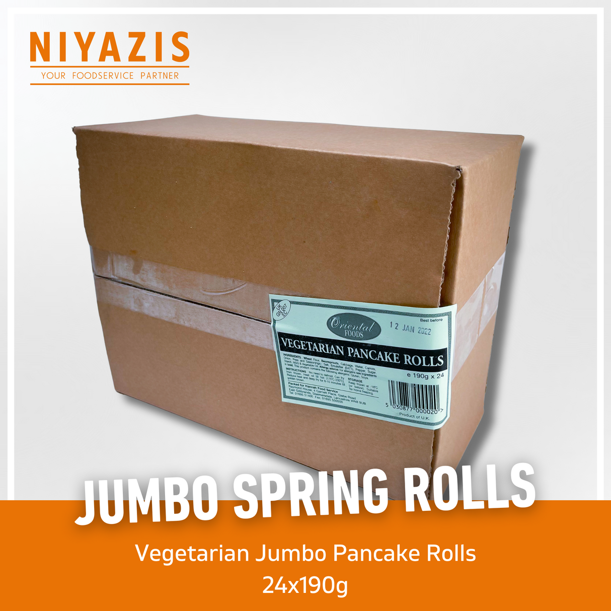 Vegetarian Jumbo Spring Rolls 24x190g - Oriental Foods