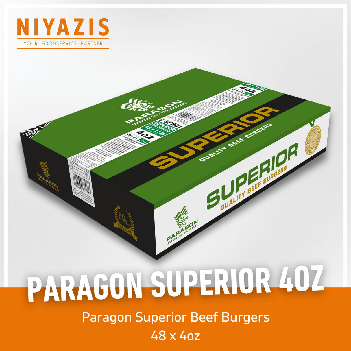 Paragon Superior Halal Beef Burger 48X4oz