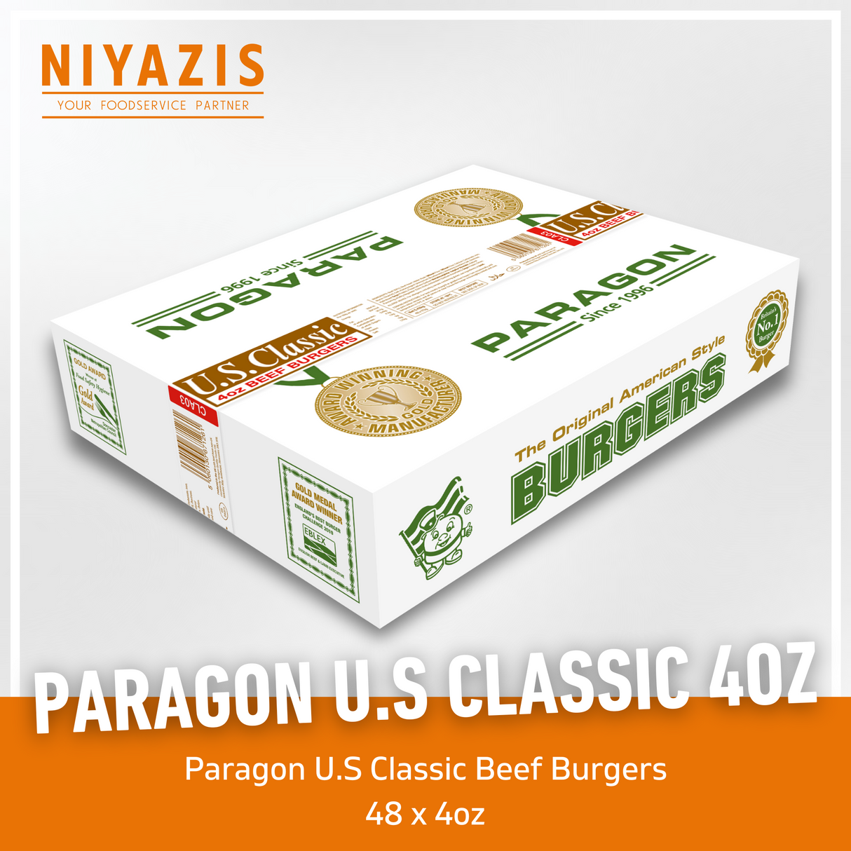 Paragon US Classic Halal Beef Burger 48X4oz