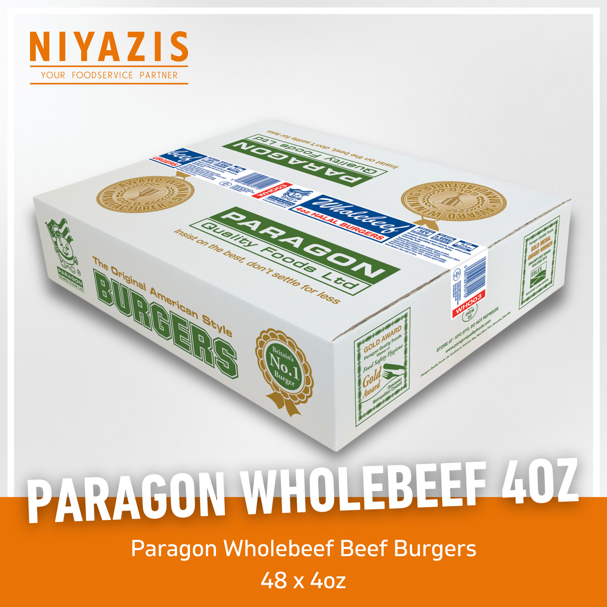 Paragon Wholebeef Halal Beef Burger 48X4oz